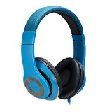 Ausdom F01 Lightweight Over-ear Wired Stereo Headphones with Built-in Mic for Hands-free calling on PC MP3 MP4 iPod iPhone iPad Tablet Blue