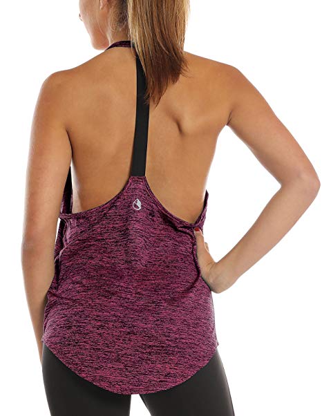 icyzone Workout Tank Tops for Women - Athletic Yoga Tops, T-Back Running Tank Top