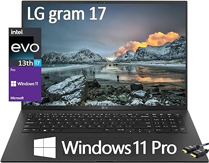 LG 2023 Gram 17 Ultra Lightweight Business Laptop, 17.0" WQXGA IPS 13th Intel Evo Platform 12-Core i7-1360P, 32GB RAM, 1TB SSD, 80Wh Battery, Backlit KB, Thunderbolt4, FP, Win11 PRO