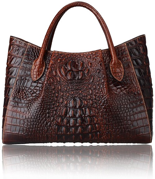 Pijushi Ladies Embossed Crocodile Anywhere Convertible Leather Tote Bag Designer Top-handle Handbags 22198