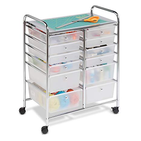 Honey-Can-Do Rolling Storage Cart and Organizer with 12 Plastic Drawers