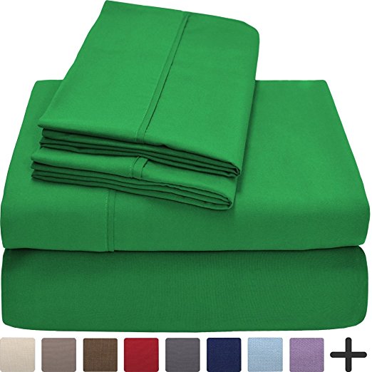 Premium 1800 Ultra-Soft Microfiber Sheet Set Twin Extra Long - Double Brushed - Hypoallergenic - Wrinkle Resistant (Twin XL, Palm Green)