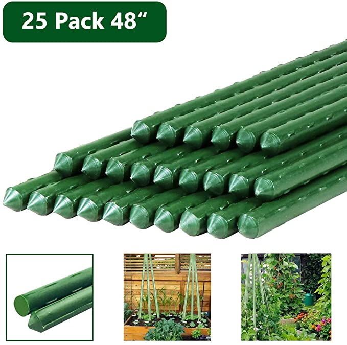 Newtion 4-Ft Garden Stakes Metal Plastic Coated Plant Cage Supports Climbing for Tomatoes,Trees,Cucumber