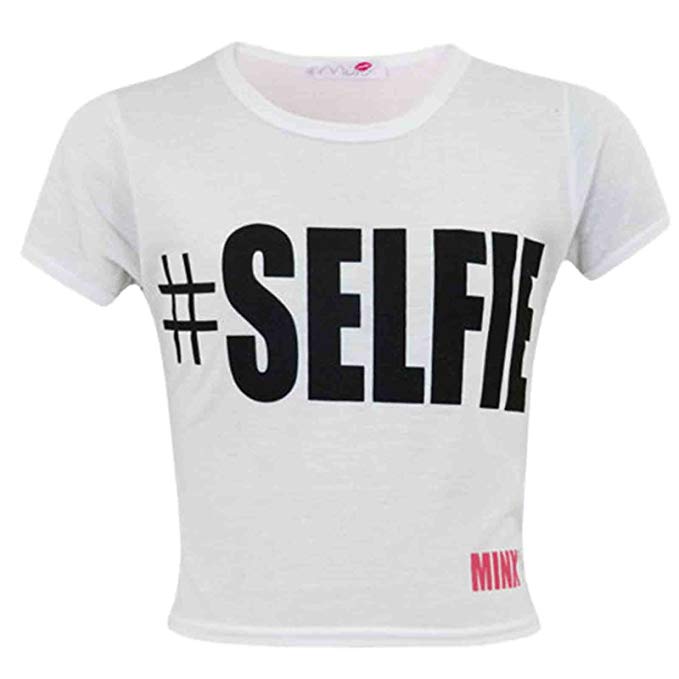 A2Z 4 Kids® Kids Girls Season # Selfie Printed Crop TOP T Shirt Age 7 8 9 10 11 12 13 Years