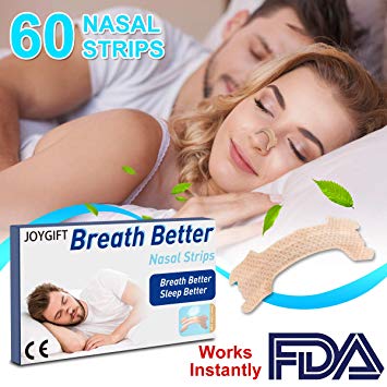 Nasal Strips, 60 Count Stop Snoring Nasal Strips Extra Length Comfortable Anti Snoring Breath Aids Nose Strips Works Instantly for Better Sleep, Snoring Reduction, Nasal Congestion