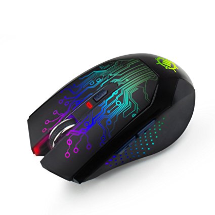 ENHANCE Wireless Optical Gaming Mouse with 3500 DPI , Color Changing LED Glow Lights , Rechargeable Battery - Perfect for DOTA 2 , World of Warcraft: Warlords of Draenor , League of Legends , Battlefield Hardline & More