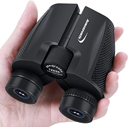 Aurosports 12x25 High Power Compact Binoculars for Adults Kids with Low Light Vision,Lightweight Folding Binocular Gifts for Man for Bird Watching Hiking Travelling Concert Hunting