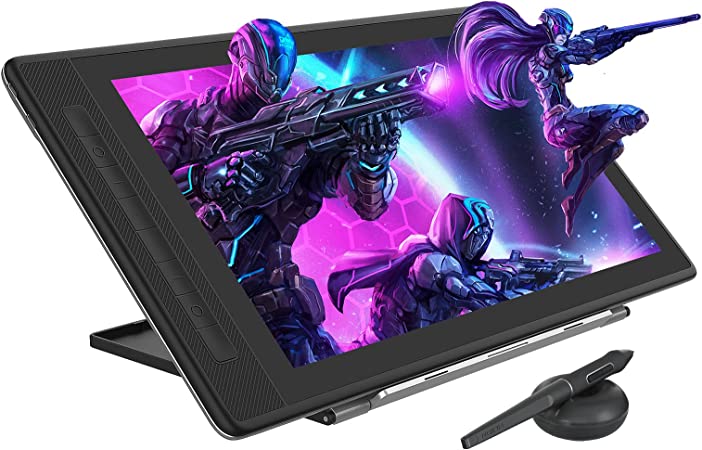 HUION Kamvas Pro 16 2.5K QHD Graphic Drawing Tablet with Full-Laminated QD Screen 145%sRGB Drawing Monitor Battery-Free Stylus for Window/Mac/Android, 15.8inch Pen Display with Adjustable Stand