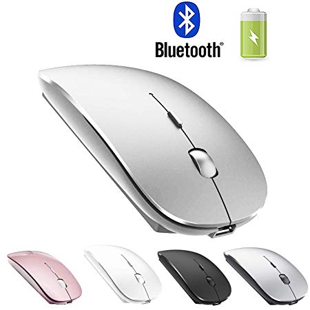 Rechargeable Bluetooth Mouse for MacBook Pro Wireless Bluetooth Mouse for Mac Laptop MacBook Air Windows Notebook MacBook (Silver)