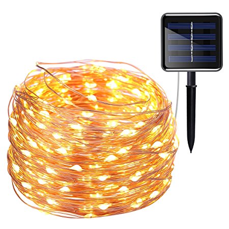 AMIR Solar Powered String Lights, 200 LED Copper Wire Lights, 72ft 8 Modes Starry Lights, Waterproof IP65 Fairy Christams Decorative Lights for Outdoor,Wedding, Homes, Party, Halloween (Warm White)