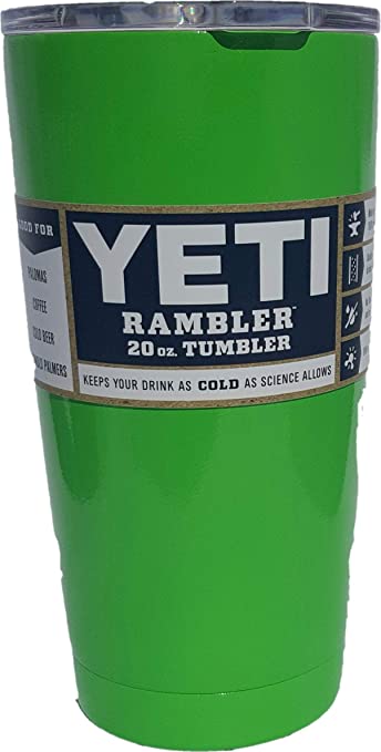 Yeti Rambler Tumbler 20-ounce, Stainless Steel, with New Magslide Lid, Custom Colors (Lime Green)