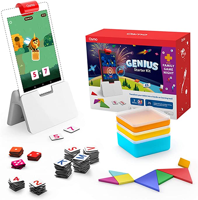 Osmo - Genius Starter Kit for Fire Tablet   Family Game Night - 7 Hands-On Learning Games for Spelling, Math & More - Ages 6-10 Fire Tablet Base Included - Amazon Exclusive