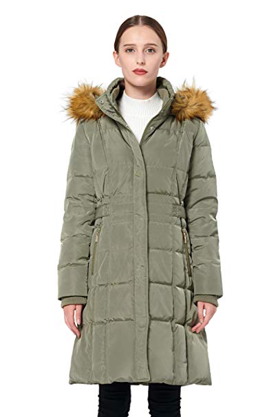 Orolay Women's Puffer Down Coat Winter Jacket with Faux Fur Trim Hood YRF8020Q