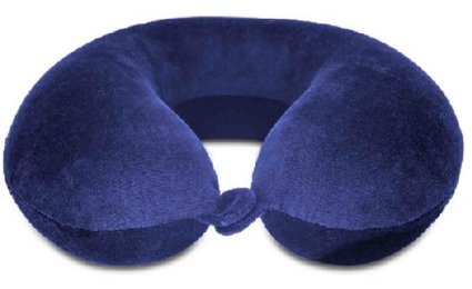Deluxe Memory Foam Travel Neck Pillow, Eye Mask - BLUE