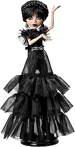 Monster High Wednesday Doll, Rave’N Wednesday Collectible in Black Gothic Gown Inspired by Dance Scene, Premium Accessories and Doll Stand