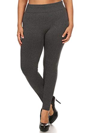 Verabella Women's Winter Plus Size Stretchy Fleece Lined Seamless Basic Leggings