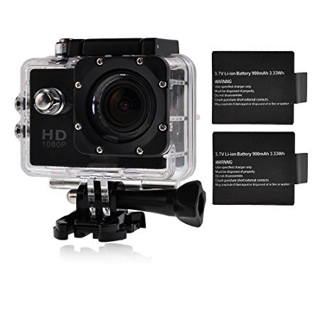 Black SJ4000 Helmet Sports DV Full HD 12MP Car Recorder Diving Bicycle Action Camera with Two Batteries