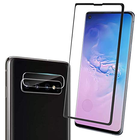 Tempered Glass Screen Protector for Galaxy S10 Plus[6.4"] with Camera Lens Protector, Absolutely Support Fingerprint Reader[Easy Installation][Case Friendly][HD Clear]