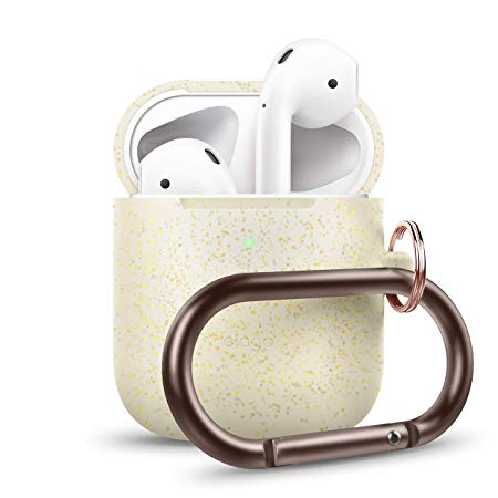 elago AirPods Hang Case [Nightglow Gold Pearl] - [Compatible with Apple AirPods 1 & 2; Front LED Visible][Supports Wireless Charging][Extra Protection] [Carabiner] - for AirPods 1 & 2