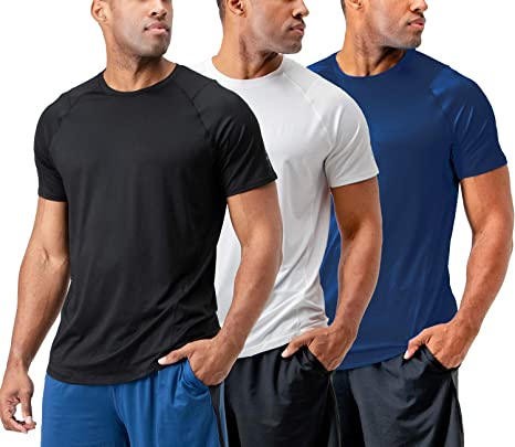 DEVOPS Men's 3 Pack Cool Chain Sports Active Hyper-Dry Workout Short Sleeve T-Shirts