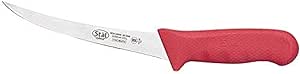 Winco 6" Commercial-Grade German Steel Boning Knife, Curved, Red