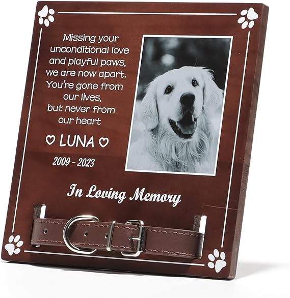 ALBK Personalized Dog Memorial Gifts for Loss Of Dog - Pet Picture Memorial Frame, Dog Memorial Picture Frame with Collar Holder, Pet Collar Keepsake Frame, Remembrance Sympathy Dog or Cat