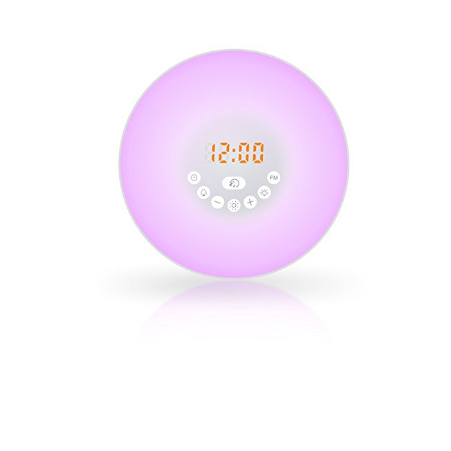 Alarm Clock, LIFU Digital Clock & Wake Up Light, Uses Best Sunrise and Sunset Simulation with Natural Sounds and FM Radio & Night Light For Heavy Sleepers