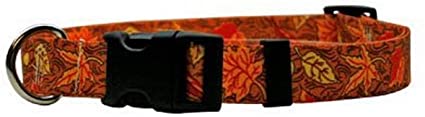Fall Leaves Dog Collar - Size Large 18" to 28" Long - Made In The USA