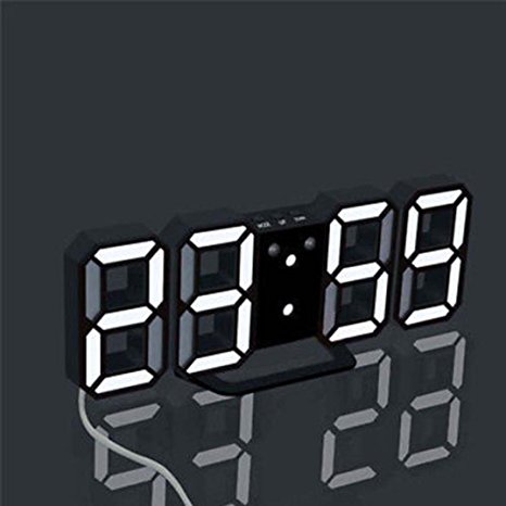 Wall Hanging Digital Large Clock,Hongxin Multi-Function Large 3D LED Digital Wall Clock Alarm Clock With Snooze Function 12/24 Hour Display (A)