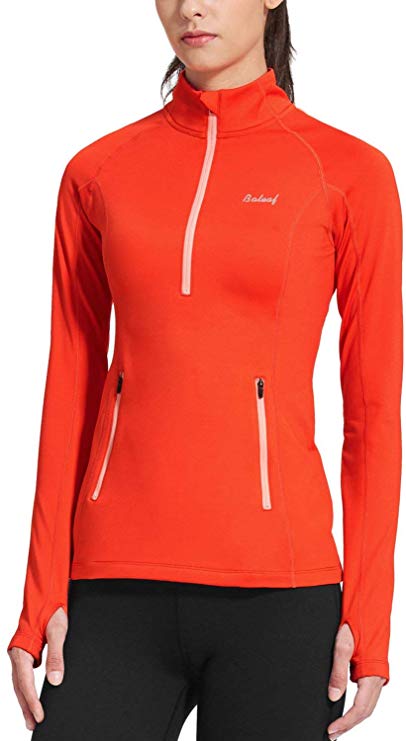 BALEAF Women's Thermal Fleece Half Zip Pullover Thumbholes Long Sleeve Running Jacket Sweatshirts