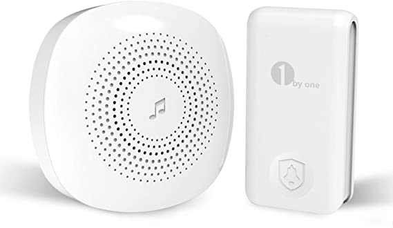 1byone Wireless Doorbell Set, Easy Chime Doorbell, No Battery Required, Doorbell with 1 Receiver and 1 Transmitter 36 Ringtones, 100m Range, White