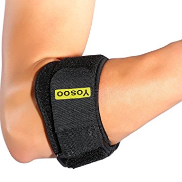 Yosoo Tennis Golf Elbow Strap Adjustable Forearm Guard for Tennis Golfer Tendonitis Muscle Tissue Joint Pain Relief with Compression Pads for Men Women One Size