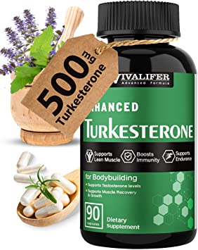 Turkesterone Supplement, 500mg Testosterone Booster for Men, Muscle Building and Mood Boost, Male Strength Enhancer and Immune Booster - 90 Vegan Capsules