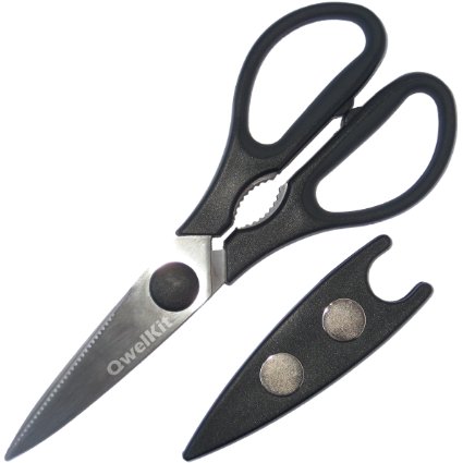 New High Quality Kitchen Shears - Razor Sharp Durable Multi-Purpose Kitchen Scissors with Large Soft Grip Handles and Bonus Magnetic Sheath Cover Plus Lifetime Guarantee! (Black)