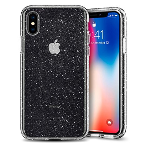 Spigen Liquid Crystal iPhone X Case with Slim Protection and Premium TPU for Apple iPhone X (2017) - Glitter Crystal Quartz