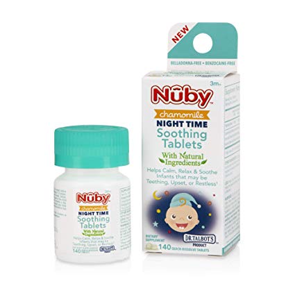 Nuby Night Time Chamomile Soothing Tablets, Quick Dissolve, 140Count