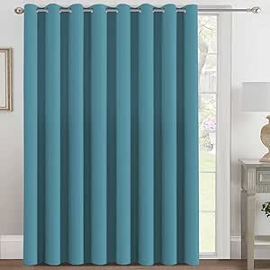 H.VERSAILTEX Blackout Patio Curtains 100 x 84 Inches for Sliding Door Extral Wide Blackout Curtain Panels Thermal Insulated Room Divider - Grommet Top, 7' Tall by 8.5' Wide - Storm Blue