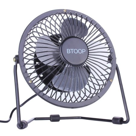 BTOOP USB Desk Fan Mini Personal Fan Metal Design with ONOFF Switch USB Powered for Home and Office 4 Black