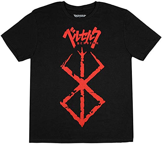 Berserk Brand of Sacrifice Graphic T-Shirt, Red Brushed Storyline, Manga Action Anime Shirt, Black