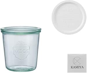 WECK Mold Shape ガラスキャニスター 500ml WE-742 プラカバーセット KAMIYAステッカー付