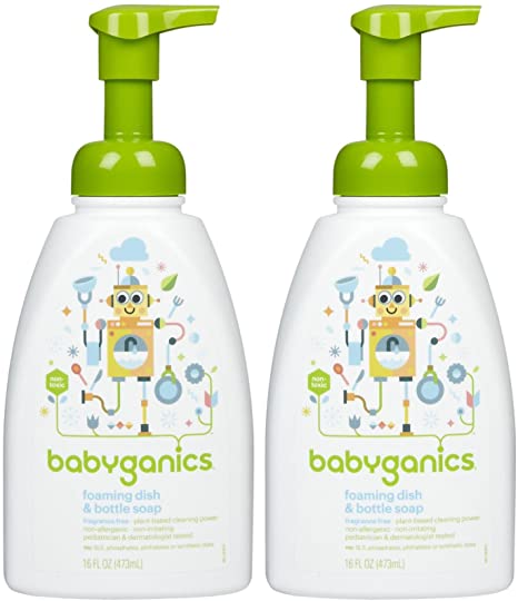 Babyganics Foaming Dish & Bottle Soap - Fragrance Free - 16 oz - 2 pk