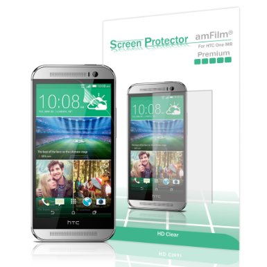 amFilm HTC One M8 Screen Protector 2014 (Verizon/AT&T/Sprint) Premium HD Clear (3-Pack) [Lifetime Warranty]
