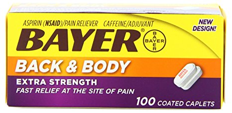 Bayer Extra Strength Back & Body Caplets 500mg, 100-Count Caplets
