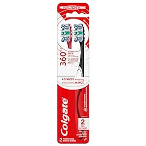 Colgate 360Ã‚° Advanced Optic White Toothbrush, Medium - 2 Count