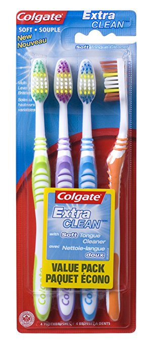 Colgate Extra Clean Soft Toothbrush, 4 Count