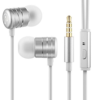 In-Ear Earbud Stereo Headset, Noise-isolating Wired Headphones with Microphone for Phone PC MP3 by HoldSound (Silver)