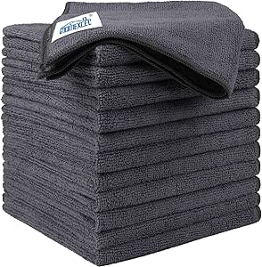 HOMEXCEL Grey Microfiber Cleaning Cloths 12 Pack, 12.5 x 12.5 inch Microfiber Towel for Cars, Ultra Absorbent Car Washing Cloth, Lint Free Streak Free Cleaning Rags for Car, Kitchen, and Window