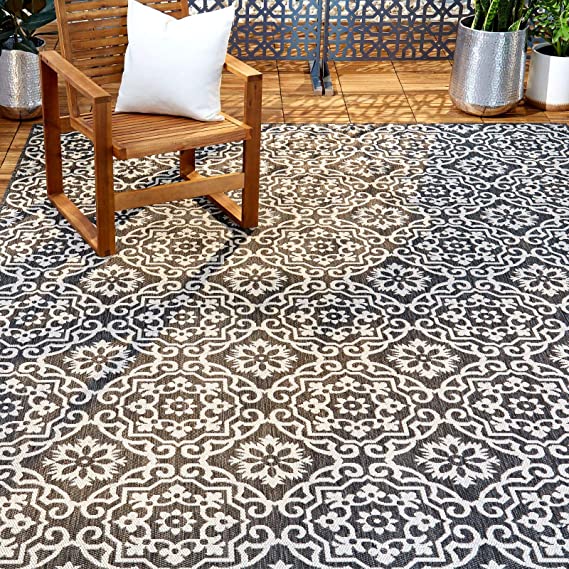 Home Dynamix Nicole Miller Patio Country Danica Area Rug, 7'9"x10'2", Black/Gray