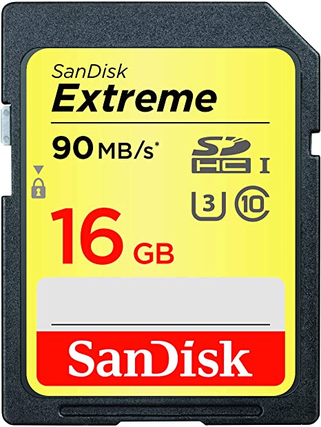 SanDisk 16GB Extreme SDHC UHS-I Memory Card - 90MB/s, C10, U3, V30, 4K UHD, SD Card - SDSDXNE-016G-GNCIN