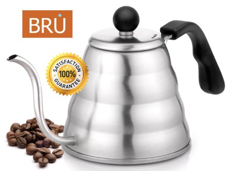 Pour Over Coffee Kettle  BRU USA Premium Stainless Steel Drip Pot for Coffee and Tea 12L